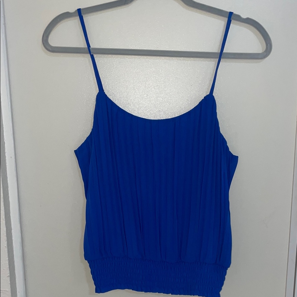 Naked Zebra by zae’s Boutique Blue Women's Spaghetti Strap Pleated Front Top